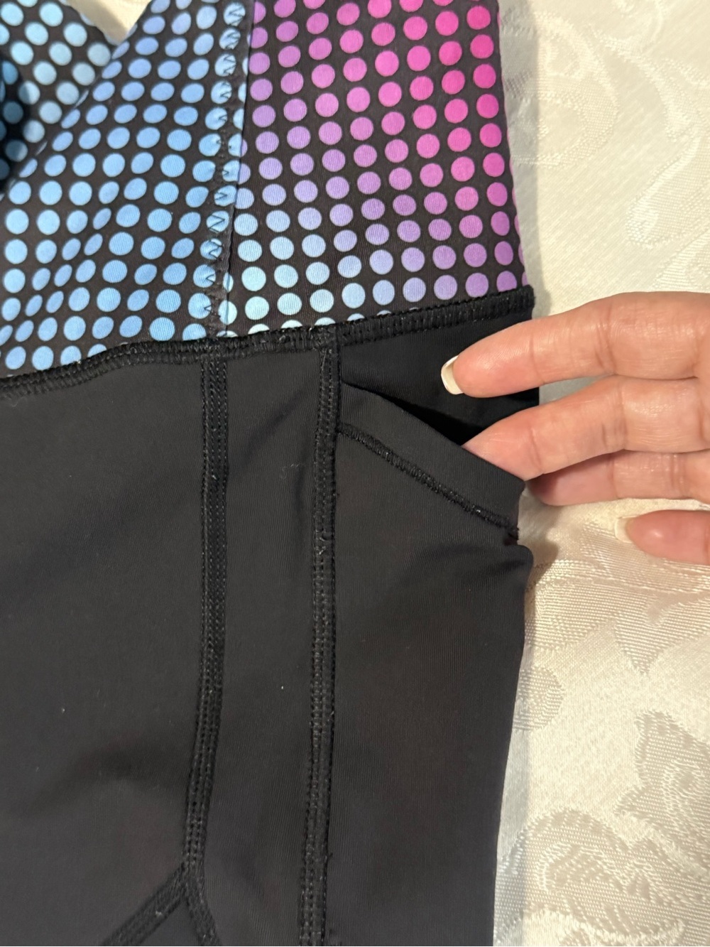 Lululemon Pixel Dot Speed Up Tights Side Pockets Ombre Waist Size 4 - Picture 10 of 10